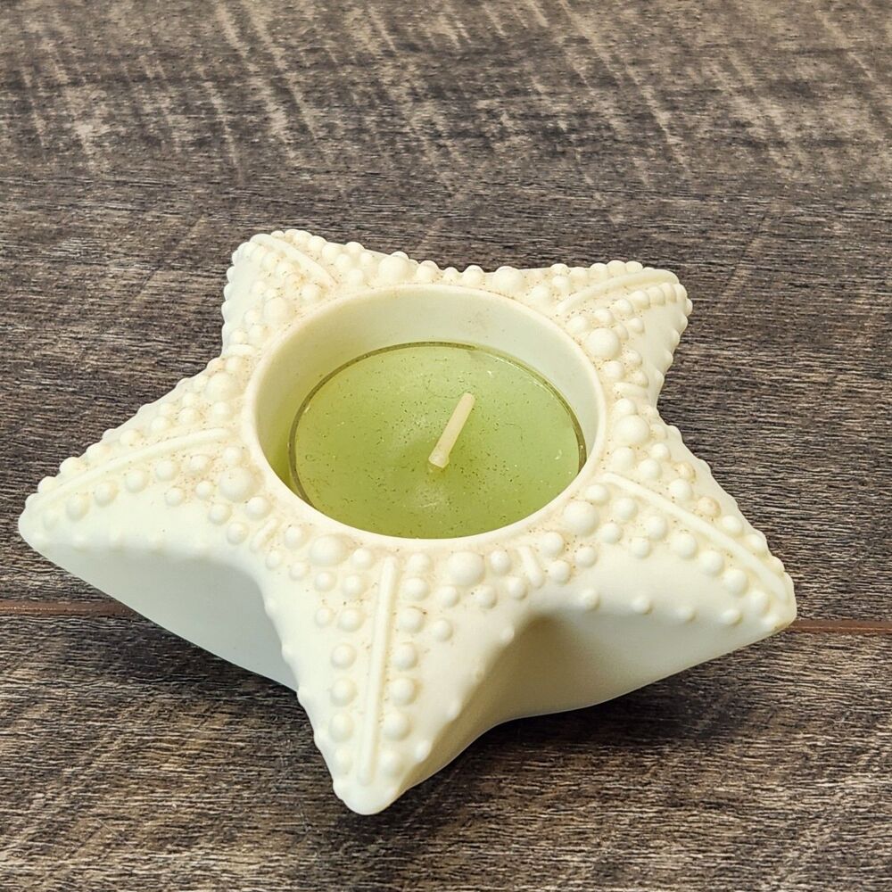 Vtg 4" Partylite White Cream Bisque Star Starfish Votive Candleholder Tea Lite